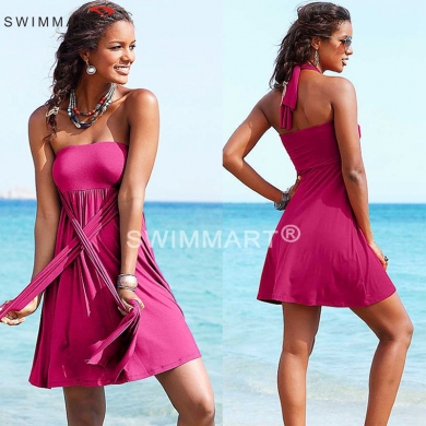 Multi - wears Removable Padding Women's Beach Convertible Dress