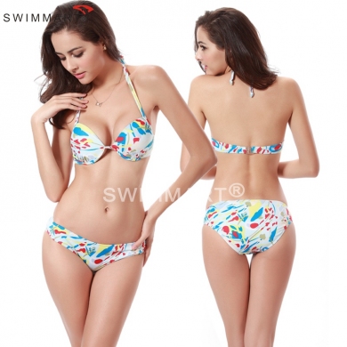Cup underwired Fully lined Bottom Retro Floral Push up Bikini Swimsuit