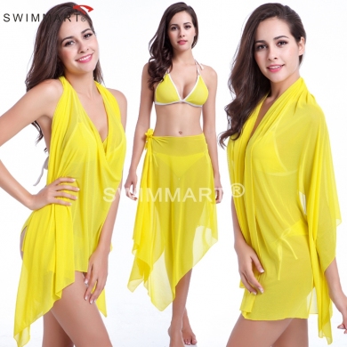10 in 1 Multi - wears Women's Transparent Stretch Mesh magic Beach dress Cover ups