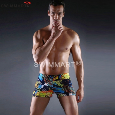 Vintage Allover-Prints Elastic Band and ties Big Female Large Men swimwear Plus size Swimming shorts