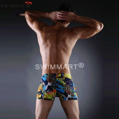 Vintage Allover-Prints Elastic Band and ties Big Female Large Men swimwear Plus size Swimming shorts