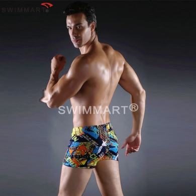 Vintage Allover-Prints Elastic Band and ties Big Female Large Men swimwear Plus size Swimming shorts