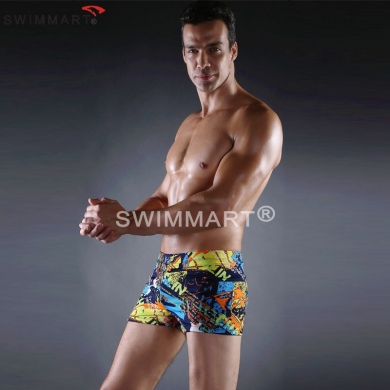 Vintage Allover-Prints Elastic Band and ties Big Female Large Men swimwear Plus size Swimming shorts