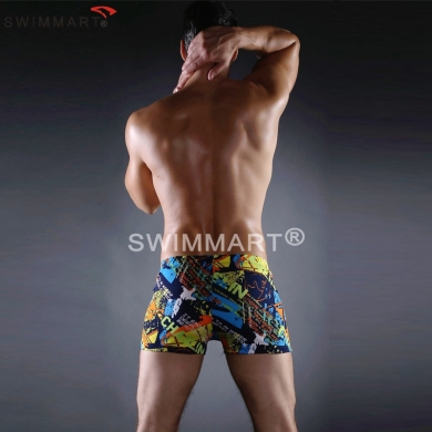 Vintage Allover-Prints Elastic Band and ties Big Female Large Men swimwear Plus size Swimming shorts