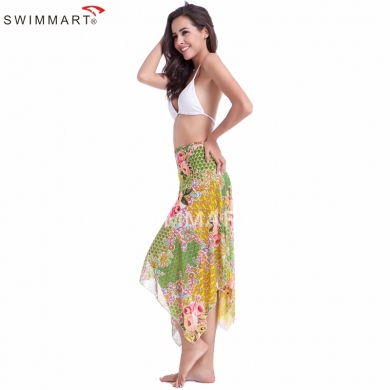 3 Wear Options Multi - wears Floral Transparent Strech Mesh Beach dress Cover ups