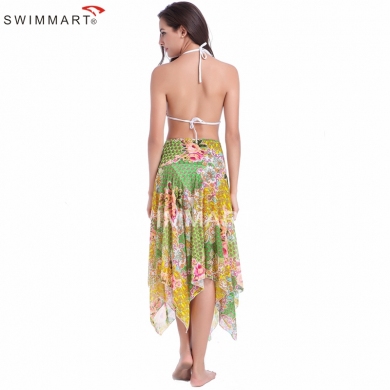 3 Wear Options Multi - wears Floral Transparent Strech Mesh Beach dress Cover ups