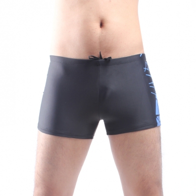 Left Black Right Dark Grey Geometric Imprint Fully lined Elastic adjustable tie Excellent Quality Swimwear for men