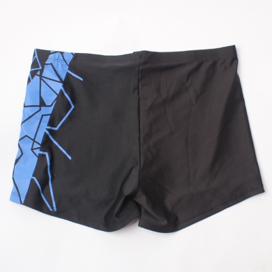 Left Black Right Dark Grey Geometric Imprint Fully lined Elastic adjustable tie Excellent Quality Swimwear for men