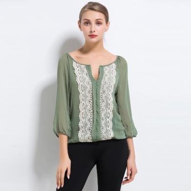 Lady Summer Top wear Light Thin Transparent All-match Three Quarter Chiffon Shirt Plus size