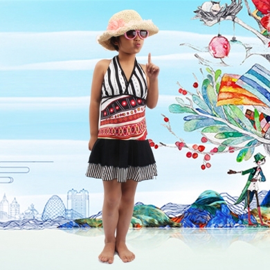 Teenage Girls Swimwear Wrap Kids Beachwear Cute Daughter Bathing Suits Children Swimsuit One Piece Dropshipping
