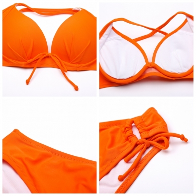 Cup Underwired Swimwear Women 3PCS Bikini Set Romper Cover Ups Bathing Suits Back Cross String Sexy Swimsuit Beachwear