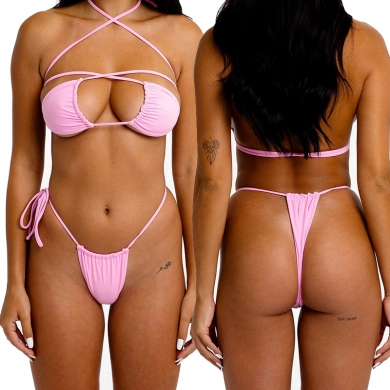 SWIMMART Sexy Micro Bikini set Multi-wear Swimwear Women Bandage Cross Swimsuit Neon Bathing suit Brazilian 2023