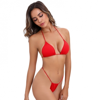 G String Brazilian Swimwear 2023 Summer Beach Bathers Women Sexy Micro Thin Halter Bikini Set Brazil Thong Bottom